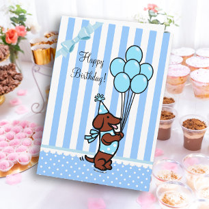 Dachshund Birthday Cartoon Balloons Card