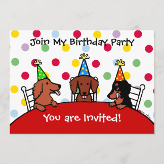 Dachshund Birthday Cartoon Party Invitation