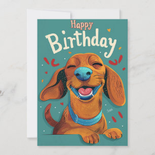 Dachshund Birthday Holiday Card