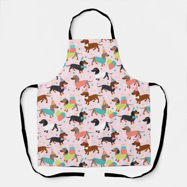 Dachshund Birthday Party Celebration Apron (Front)