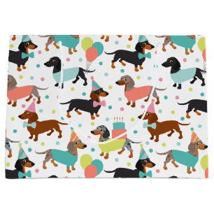 Dachshund Birthday Party Celebration Large Gift Bag