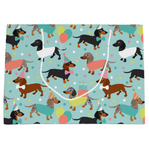 Dachshund Birthday Party Celebration Large Gift Bag
