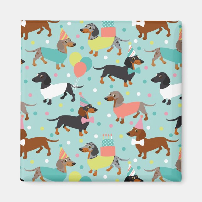 Dachshund Birthday Party Celebration Magnet (Front)