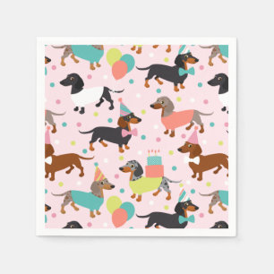 Dachshund Birthday Party Celebration Napkin
