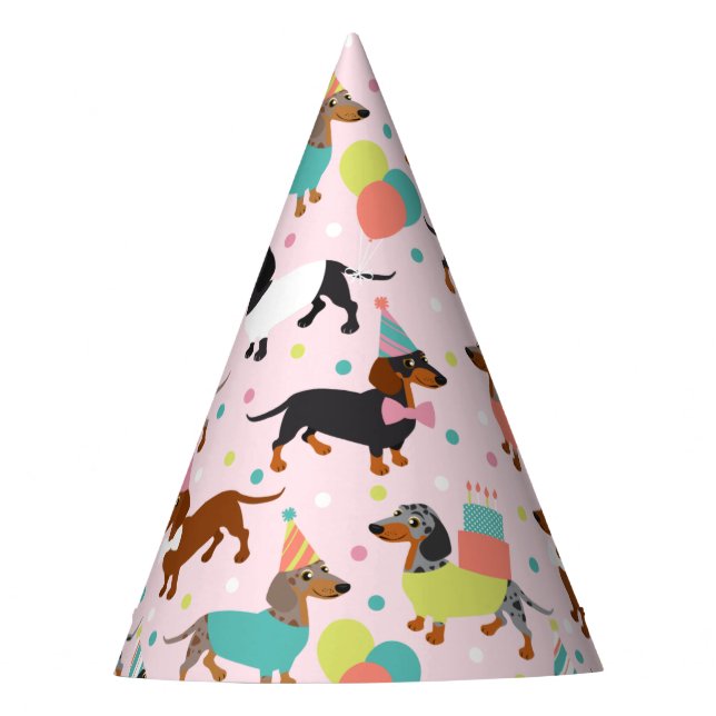 Dachshund Birthday Party Celebration Party Hat (Front)