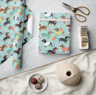 Dachshund Birthday Party Celebration Wrapping Paper