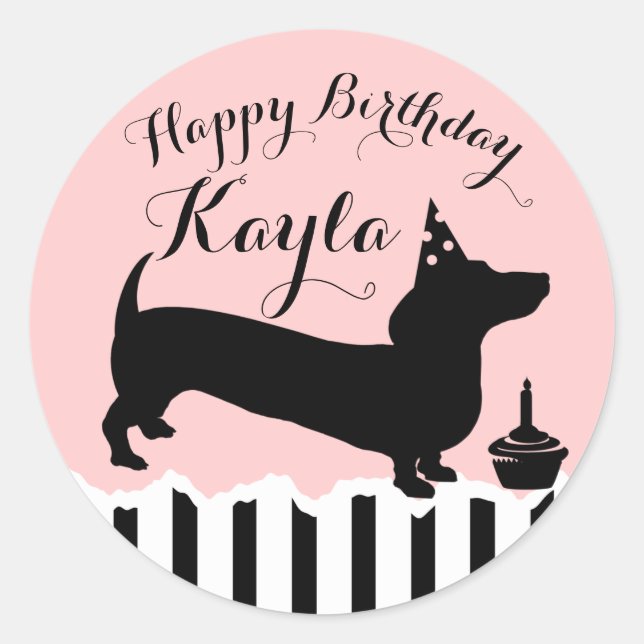 Dachshund Birthday Party Classic Round Sticker (Front)