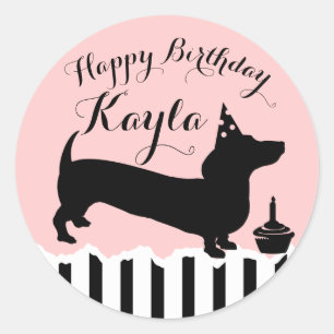 Dachshund Birthday Party Classic Round Sticker