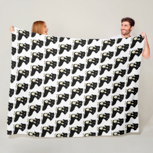 dachshund black and cream cartoon fleece blanket