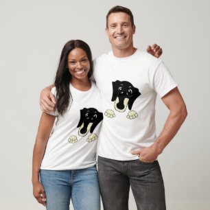 Dachshund black and cream peeking cartoon T-Shirt