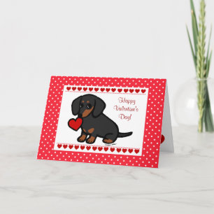 Dachshund Black and Tan Heart Holiday Card