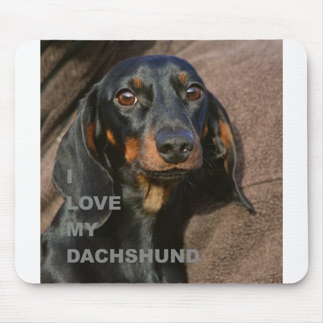 dachshund-black and tan love w pic mouse mat (Front)