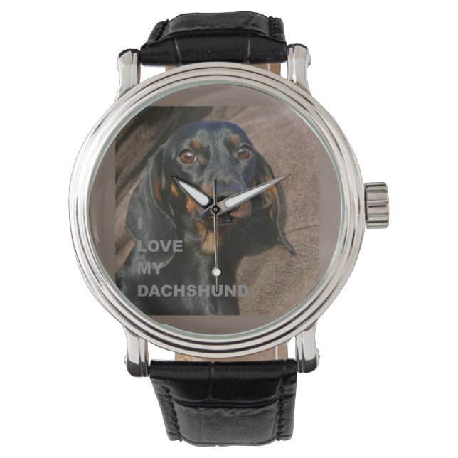 dachshund-black and tan love w pic watch (Front)