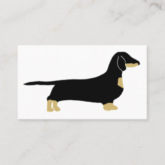 dachshund black and tan silhouette business card