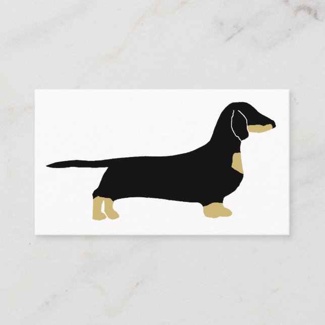 dachshund black and tan silhouette business card (Front)
