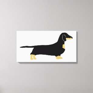 dachshund black and tan silhouette canvas print