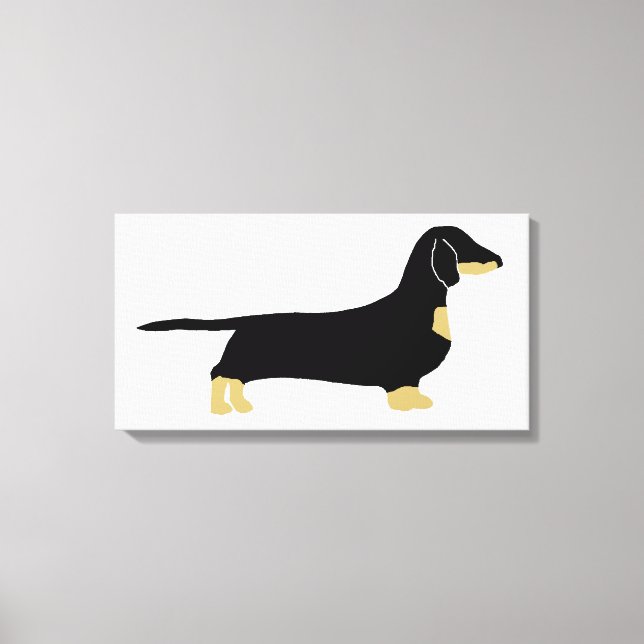 dachshund black and tan silhouette canvas print (Front)