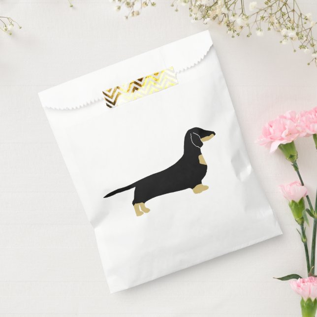 dachshund black and tan silhouette favour bags (Sealed)