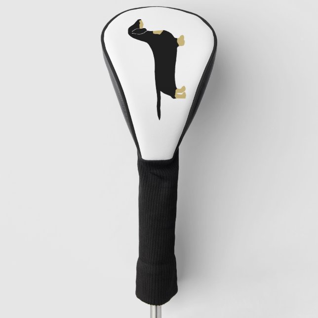 dachshund black and tan silhouette golf head cover (Front)
