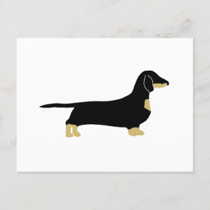 dachshund black and tan silhouette postcard