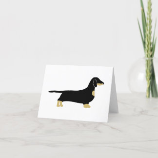 dachshund black and tan silhouette thank you card