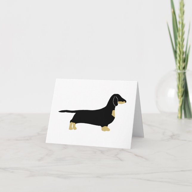 dachshund black and tan silhouette thank you card (Front)