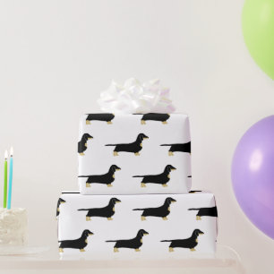 dachshund black and tan silhouette wrapping paper