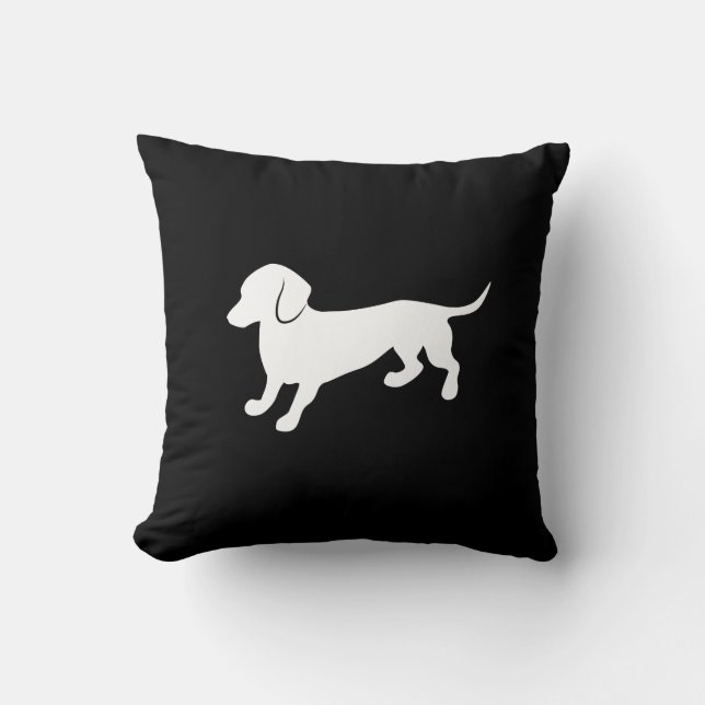 Dachshund Black and White Design Cushion (Front)