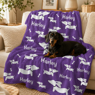 Dachshund Blanket Purple Personalised Doxie Moms