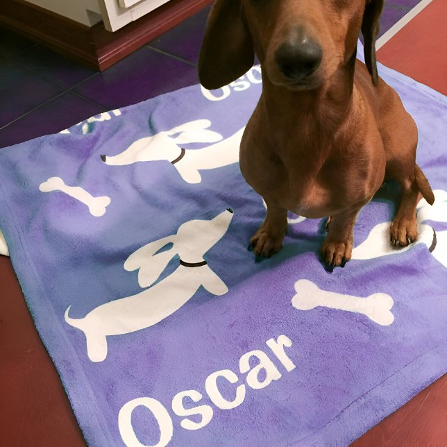 Dachshund Blanket  Purple Personalised Doxie Moms  (Purple personalized doxie blanket)