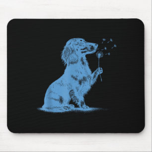 Dachshund blowing wishes dandelion cute pet lover mouse mat