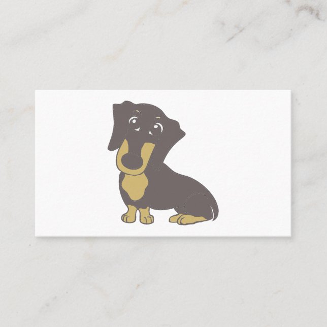 dachshund blue and tan cartoon sitting business card (Front)