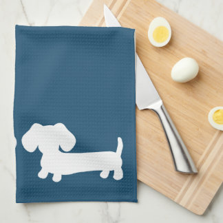 Dachshund Blue Dish Towel for Wiener Dog Lovers