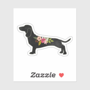 Dachshund Bohemian Floral Silhouette