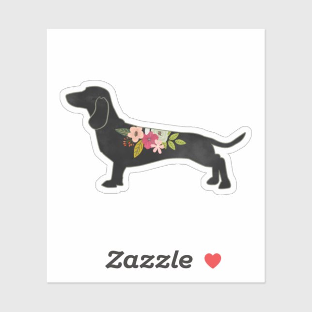 Dachshund Bohemian Floral Silhouette (Sheet)