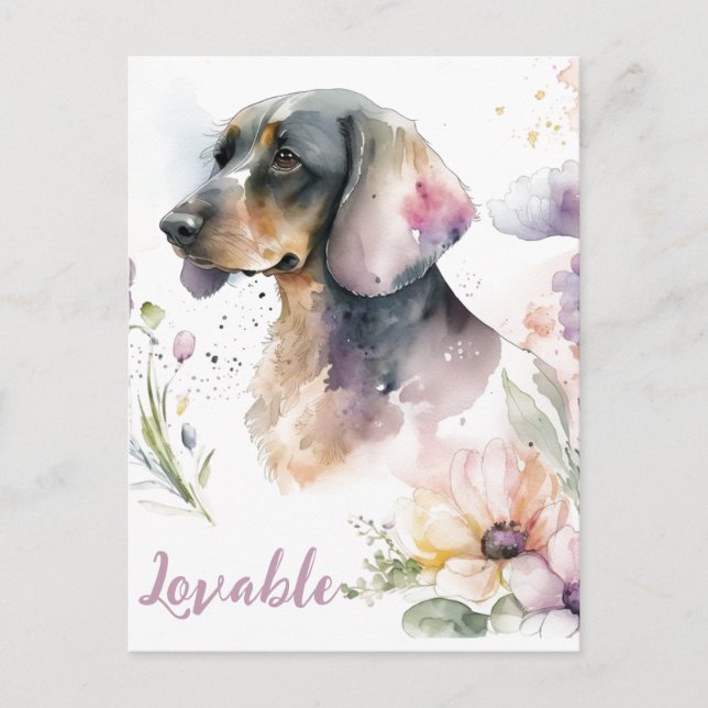 Dachshund Bouquet and blooms Postcard (Front)