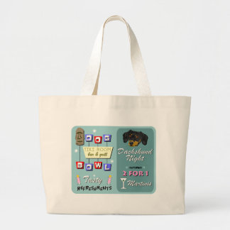 Dachshund Bowling Tiki Night Large Tote Bag