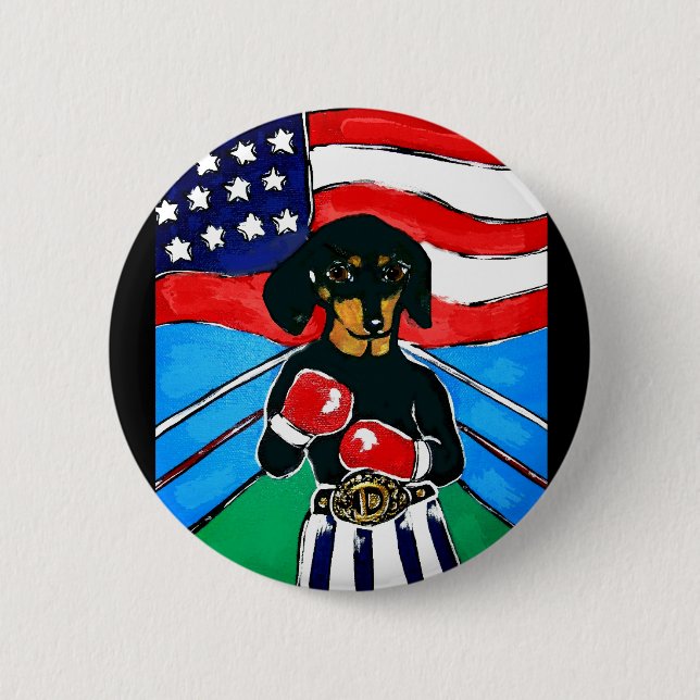 Dachshund Boxer 6 Cm Round Badge (Front)