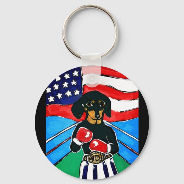 Dachshund Boxer Key Ring (Front)