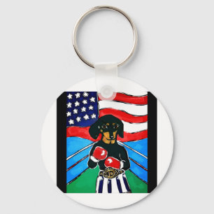 Dachshund Boxer Key Ring