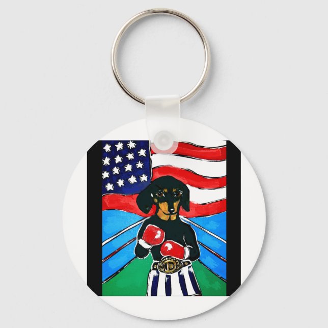 Dachshund Boxer Key Ring (Front)