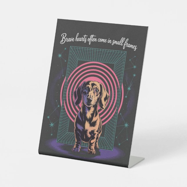 Dachshund Brave Hearts Often Come In Small Frames Pedestal Sign (Front)