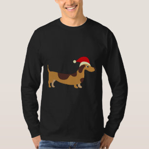 Dachshund  Brown Dachshund Wearing Santa Hat Chris T-Shirt
