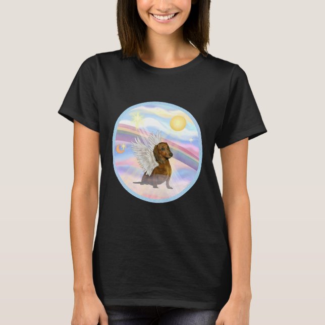 Dachshund Brown In Heavens Clouds T-Shirt (Front)