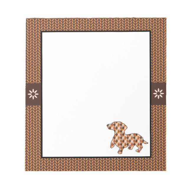 Dachshund  Brown Knit Plaid Notepad (Front)