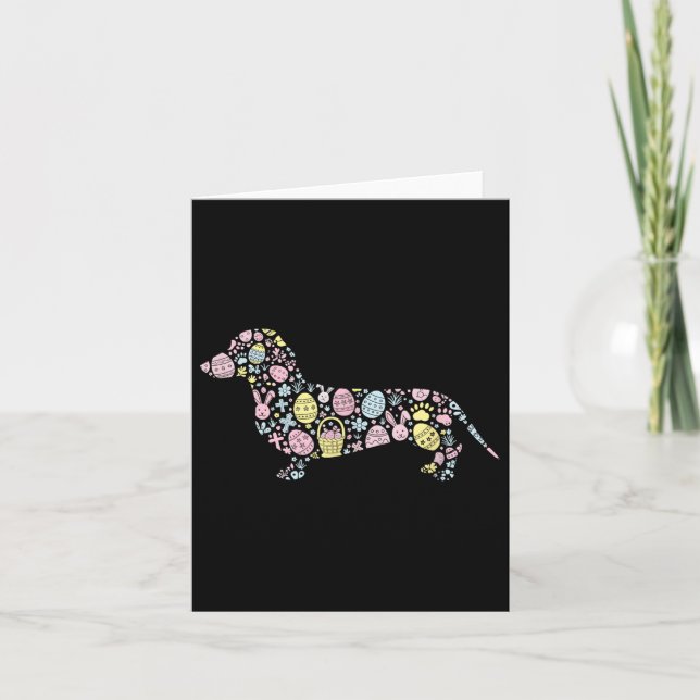 Dachshund Bunny Easter Egg Easter Day Womens Mens  Card (Front)