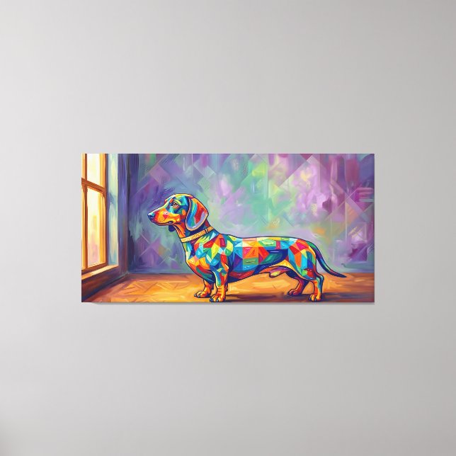 Dachshund by the Window Pop Art Portrait Canvas Print (Front)
