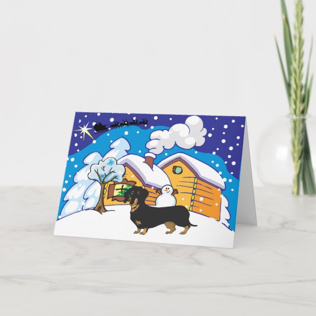 dachshund cabin holiday card (Front)