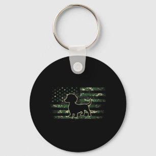 Dachshund Camouflage American Flag USA Wiener Dog Key Ring