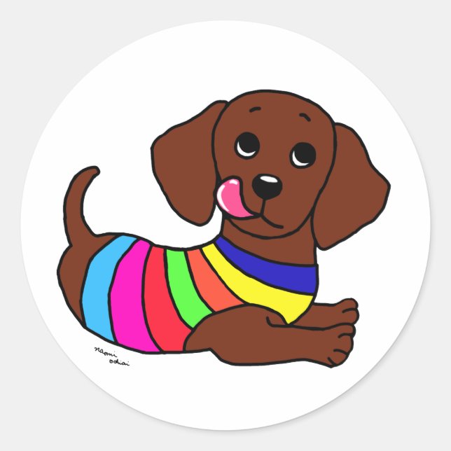 Dachshund Cartoon 1 Classic Round Sticker (Front)